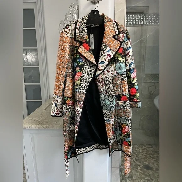 Alice + Olivia Moya Quilted Patchwork Coat